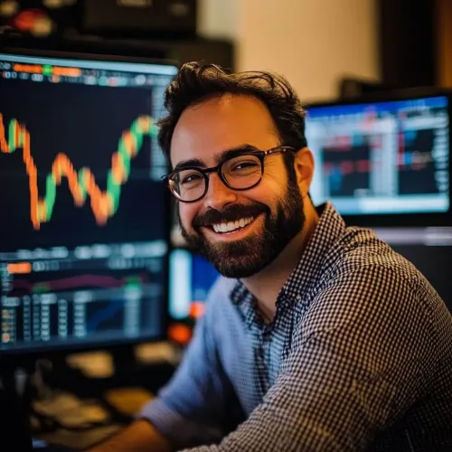Portret van lachende financieel analist