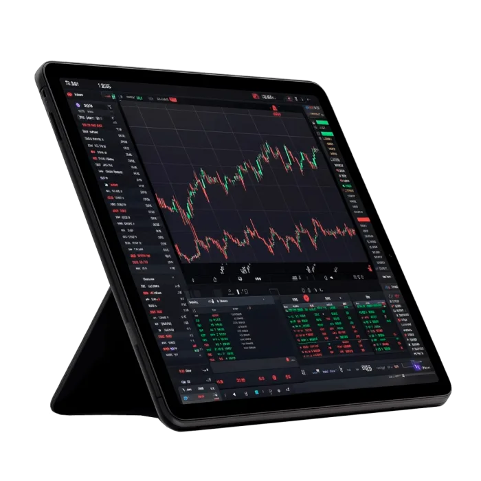 Tablet met dashboard voor aandelenhandel