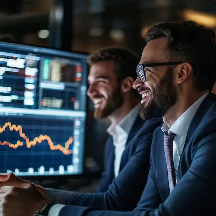Handelaren die aandelengrafieken analyseren